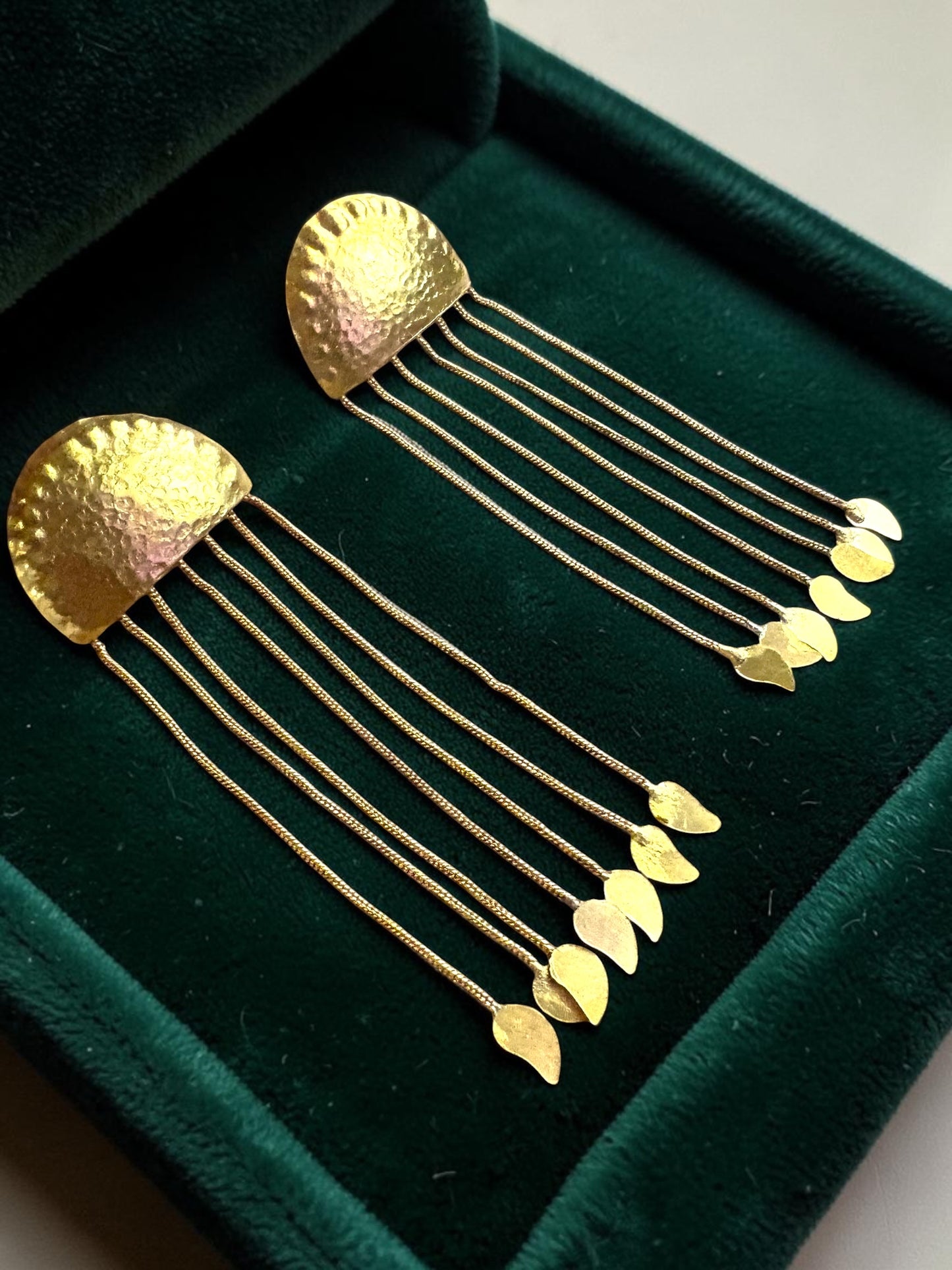 Athena Chain Brass Dangler Earrings