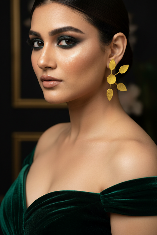 Leafy Chakra Brass Stud Earrings