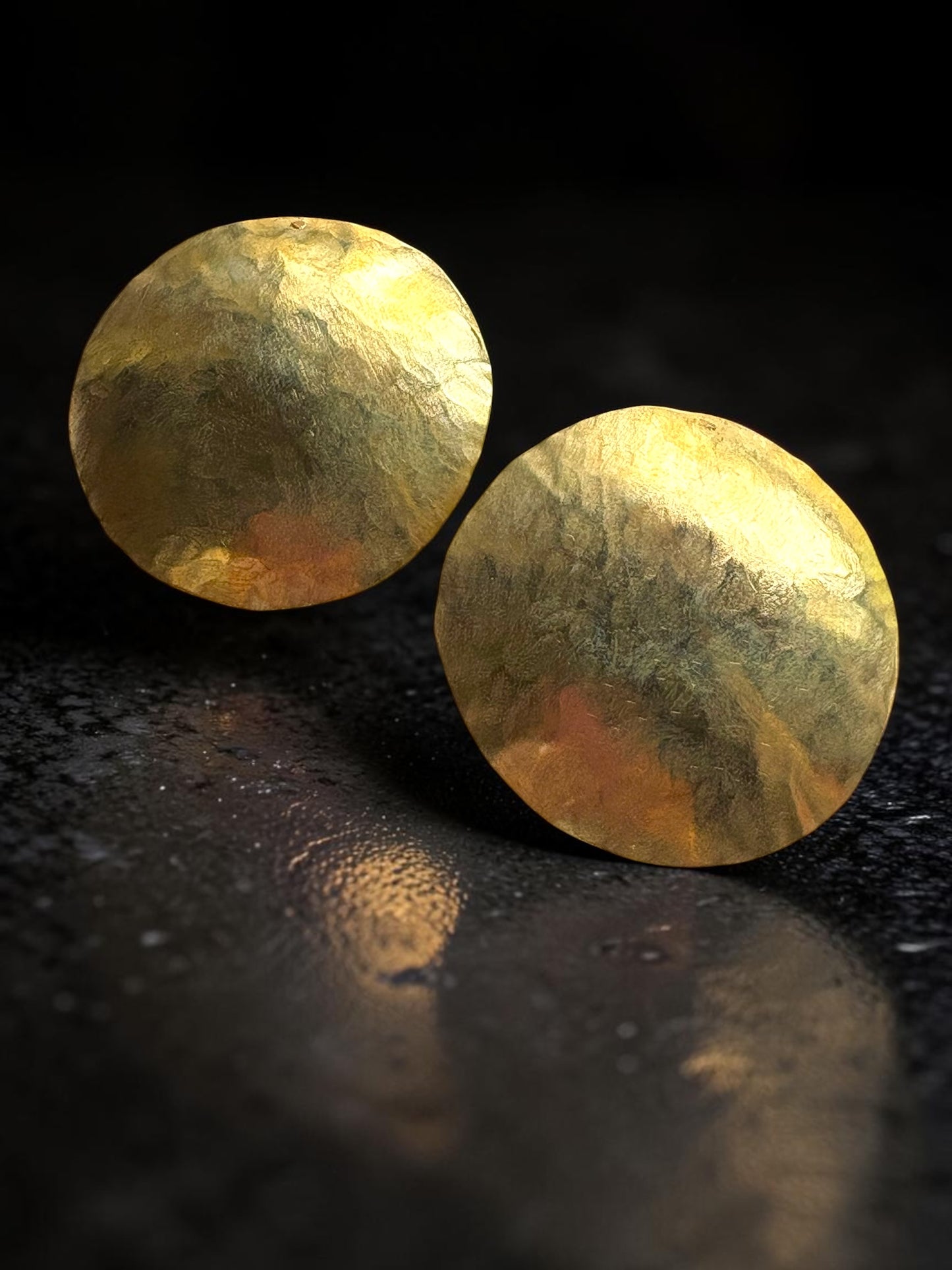 Circle of Life Brass Statement Stud Earrings