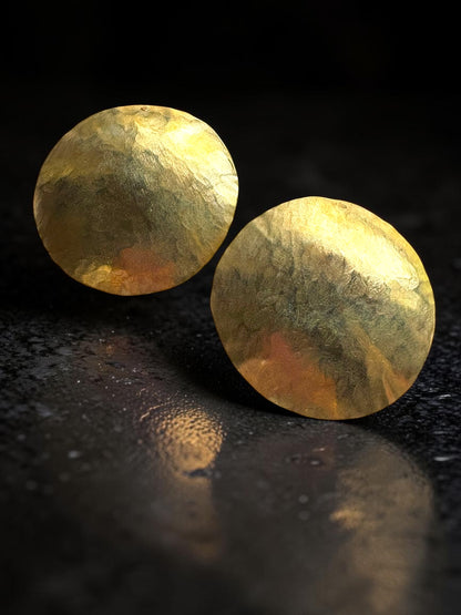Circle of Life Brass Statement Stud Earrings
