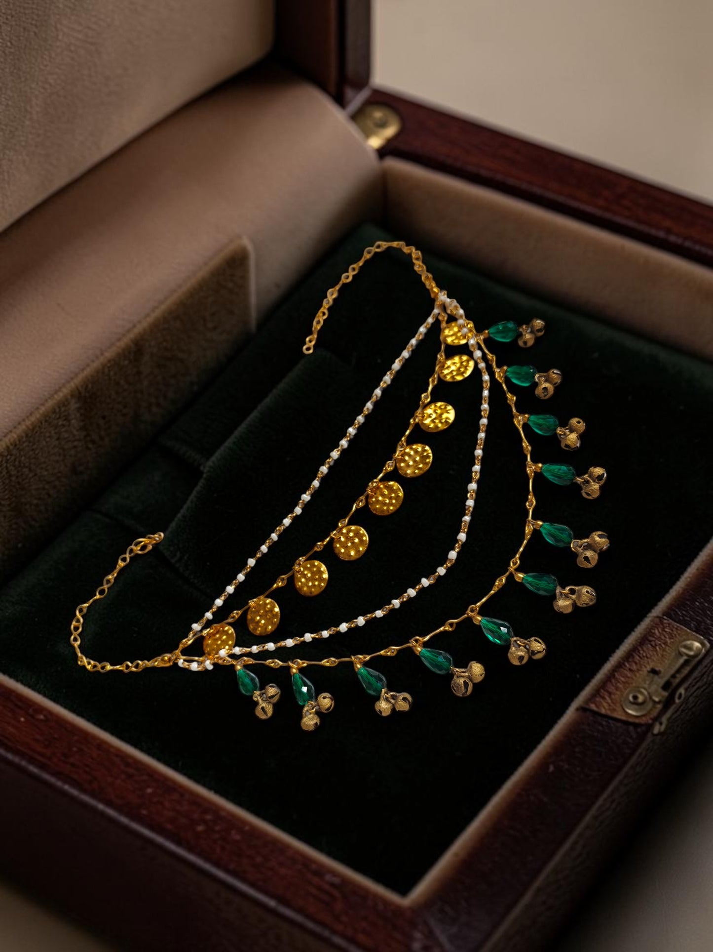 Thakurani Brass and Crystals Layered Statement Necklace