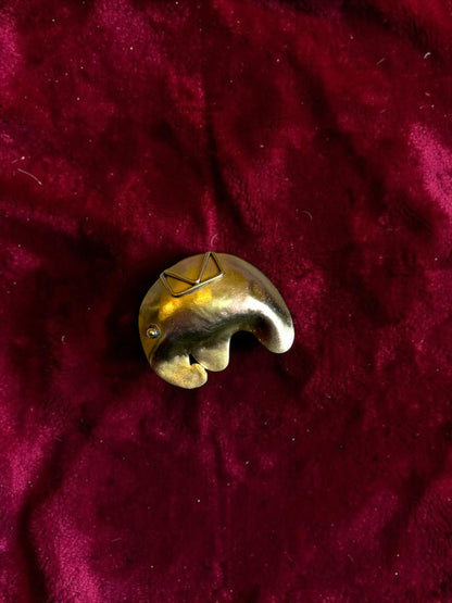 Baby Elephant Brass Brooch