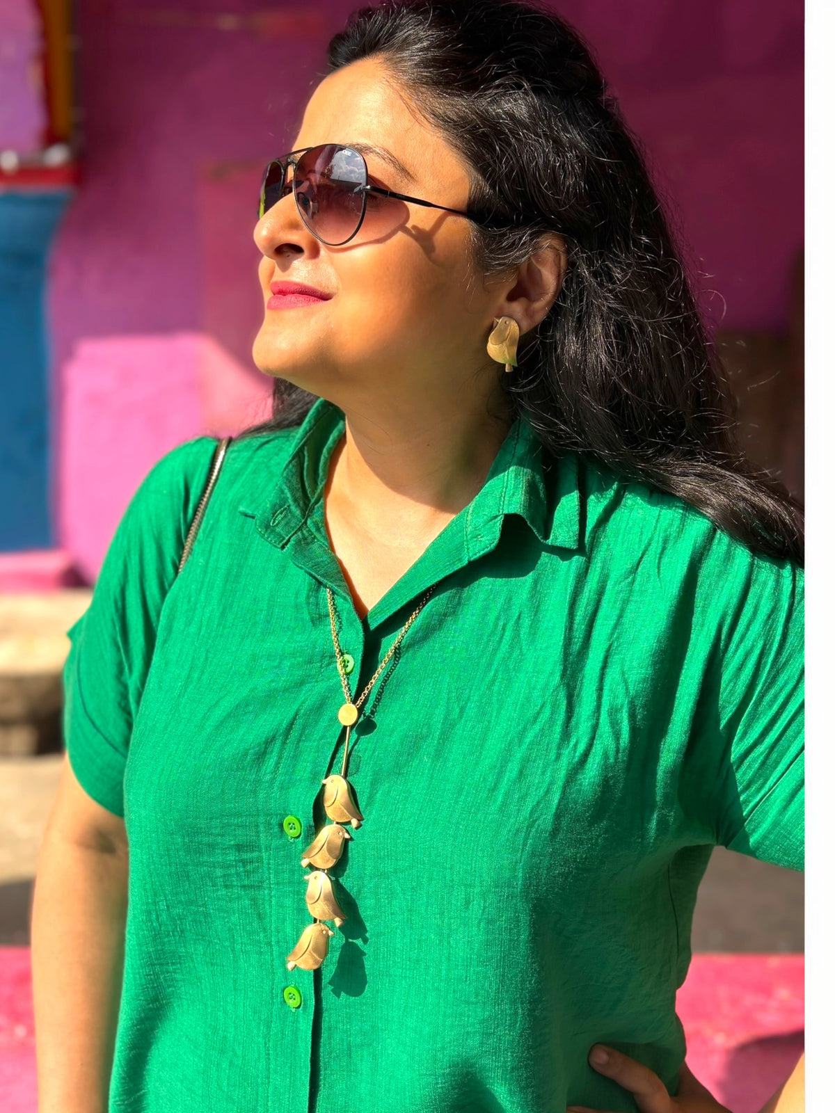 Pakhi Premium Sculptural Brass Necklace Jewelry Set (Necklace, Earrings)