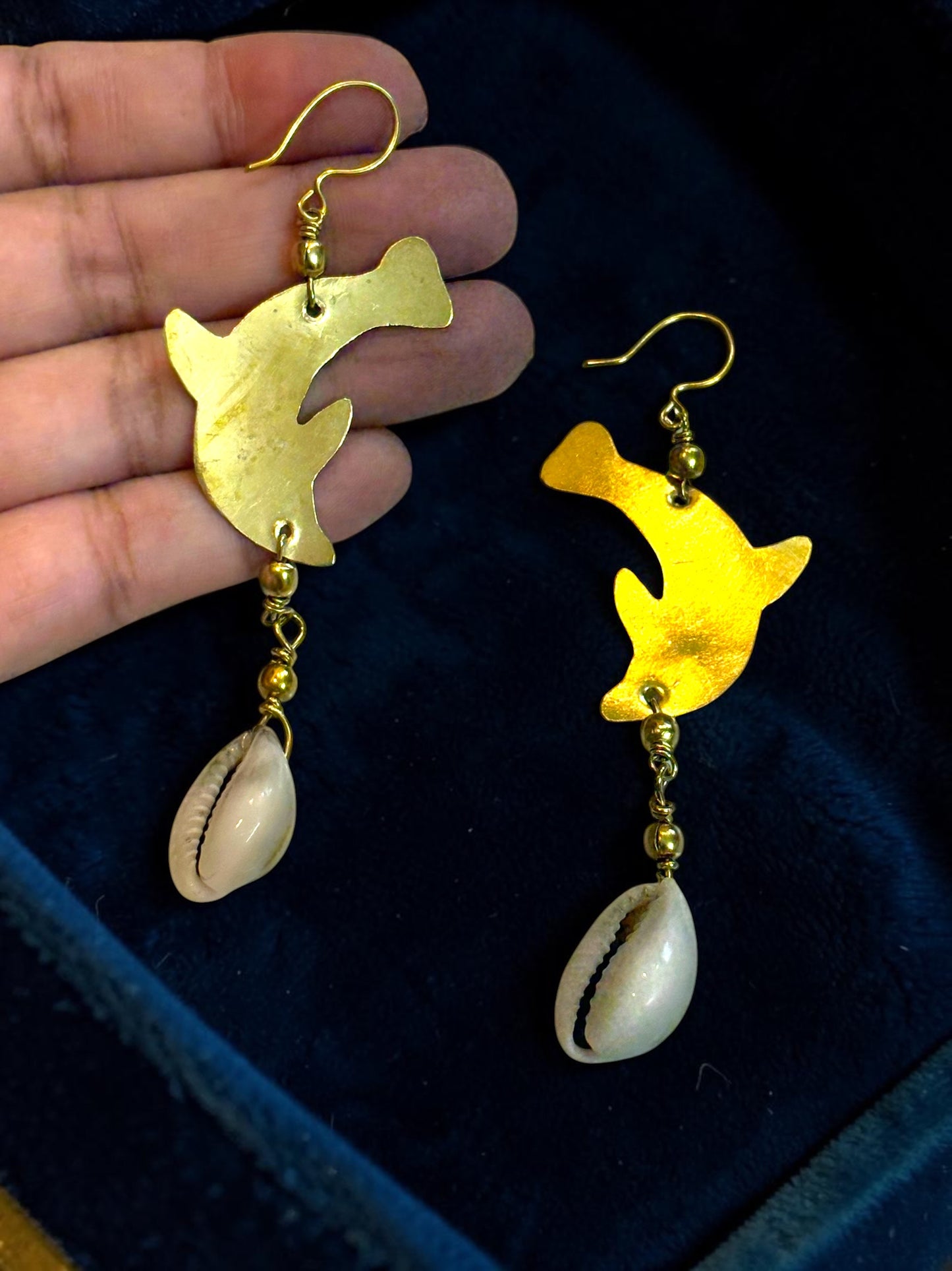 Dolphin Corrie Beaded Brass Dangler Earrings