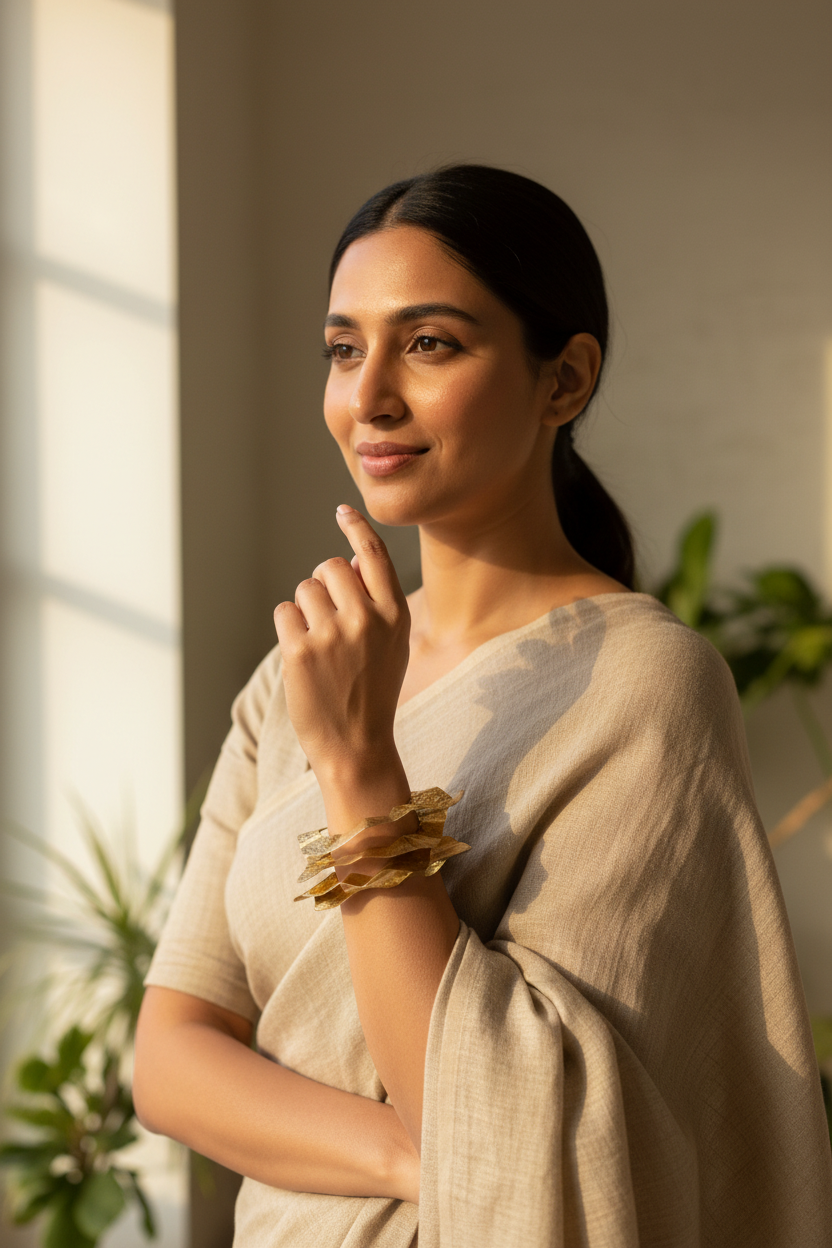 Square Plate Stackable Brass Bangle Bracelet