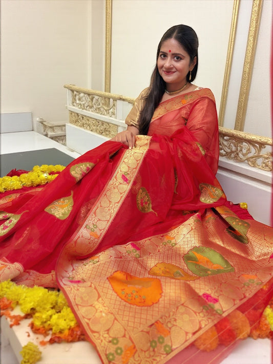 Paan Pasand Organza Benarasi Saree