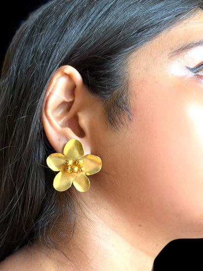 Ghungru Flower Brass Stud Earrings