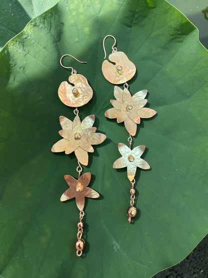 Lily Pond Brass Dangler Earrings