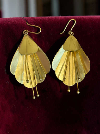 Dancing Lilies Brass Dangler Earrings