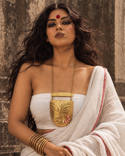Devi Brass Statement Chain Necklace Jewelry Set (Necklace, Earrings)