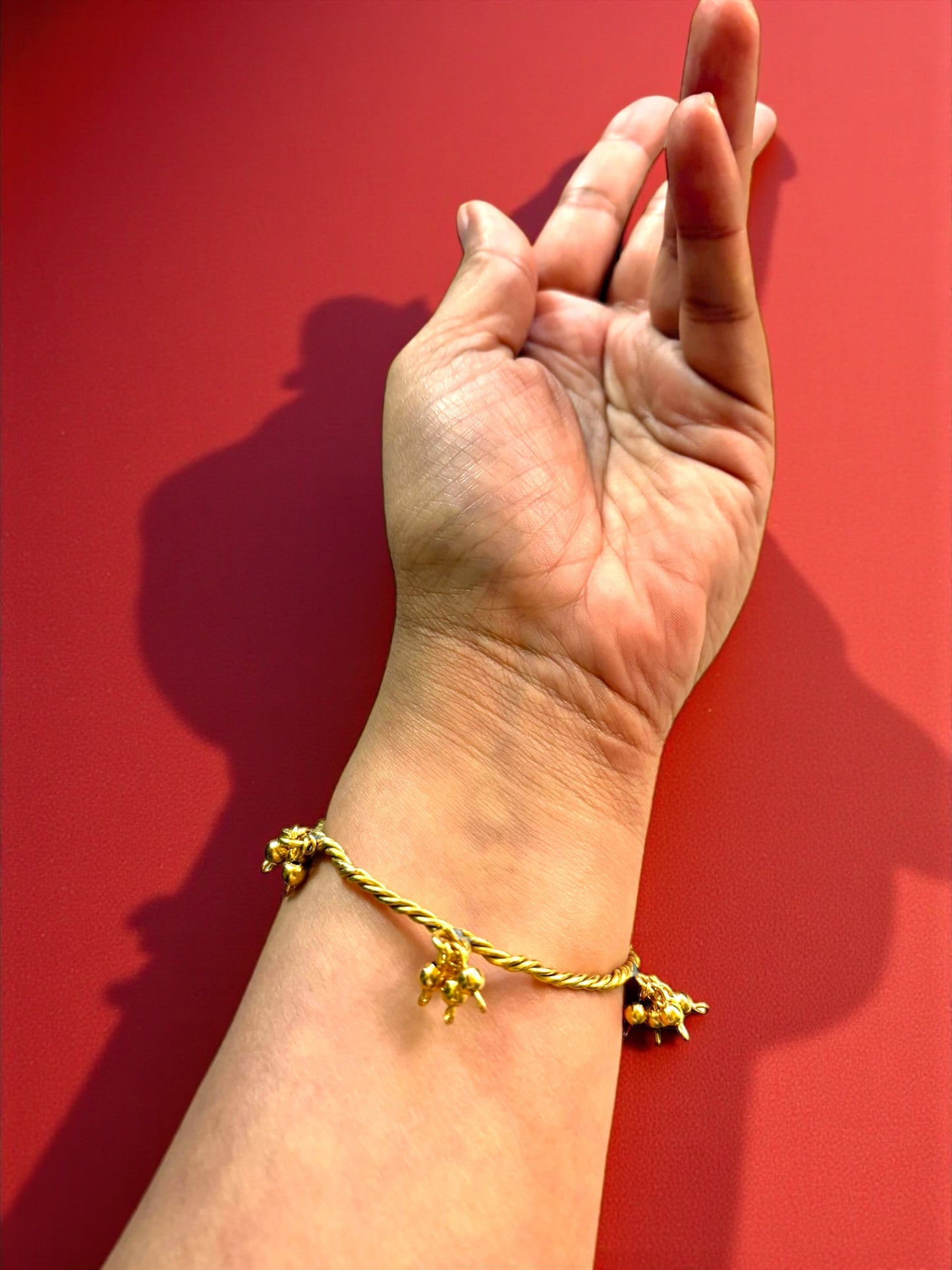 Minimalist Ghungru Beads Brass Bracelet