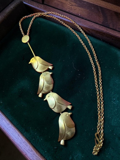 Pakhi Premium Sculptural Brass Necklace Jewelry Set (Necklace, Earrings)
