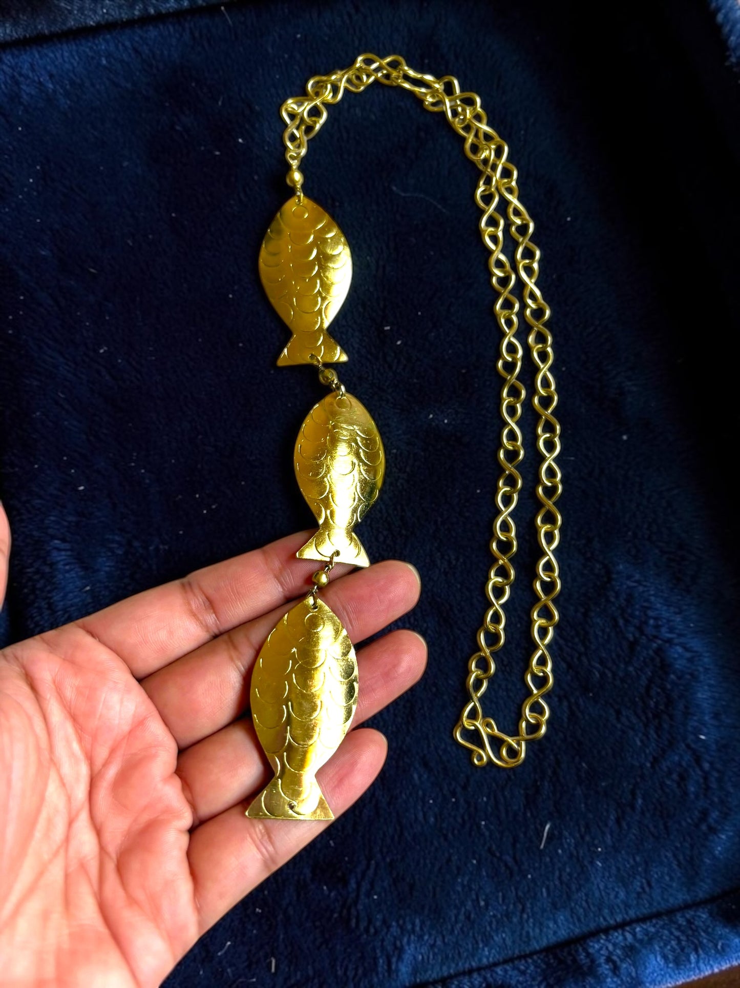 Meenakshi Brass Pendant Chain Necklace Jewelry Set (Necklace, Earrings)