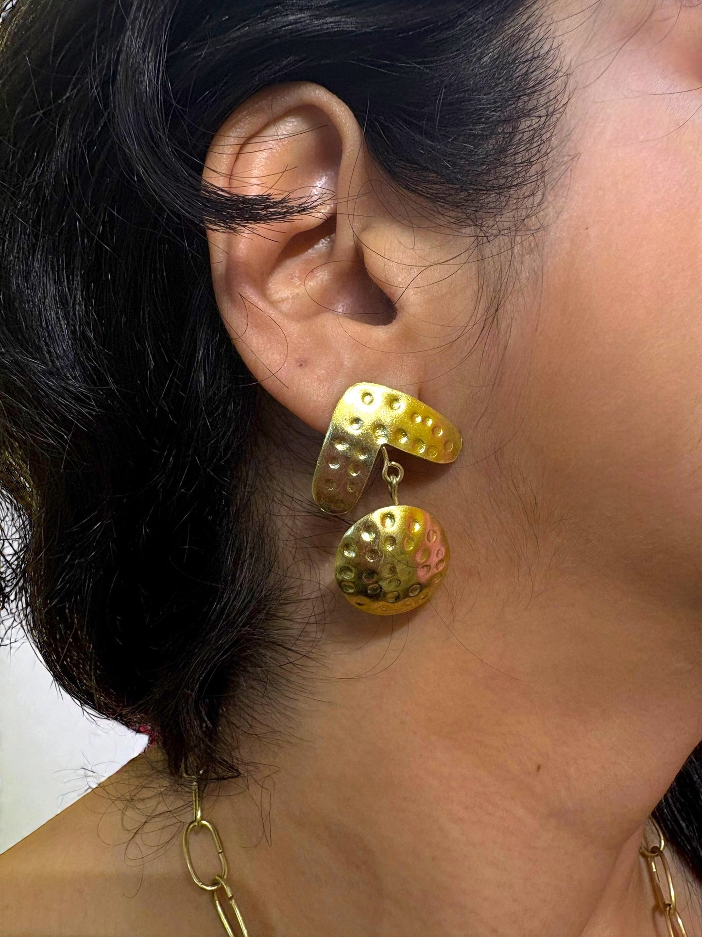 Follow the Trail Brass Long Tie Chain Pendant Necklace Set (Necklace, Earrings)