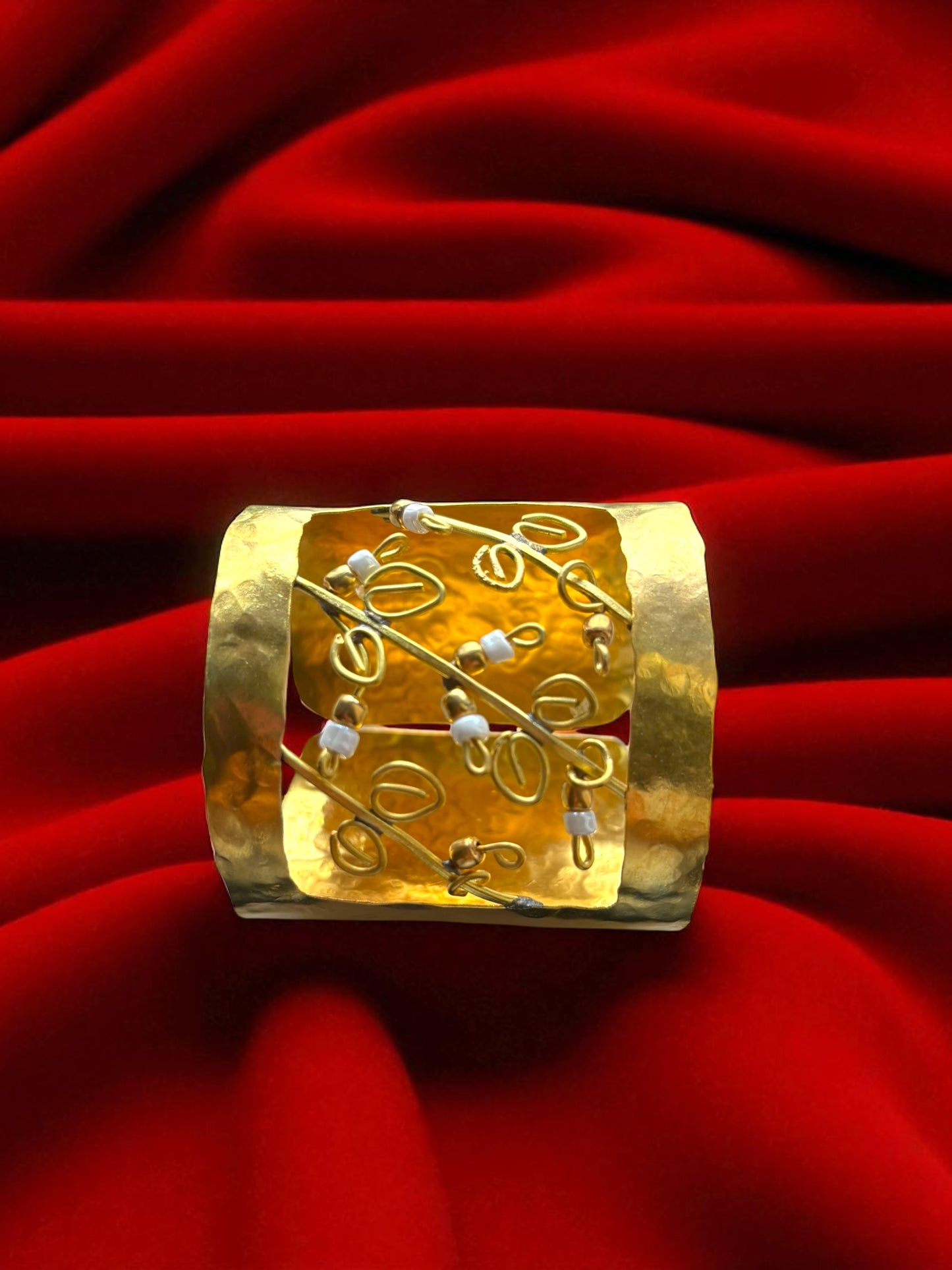 Flower Garden Brass Cuff Bracelet