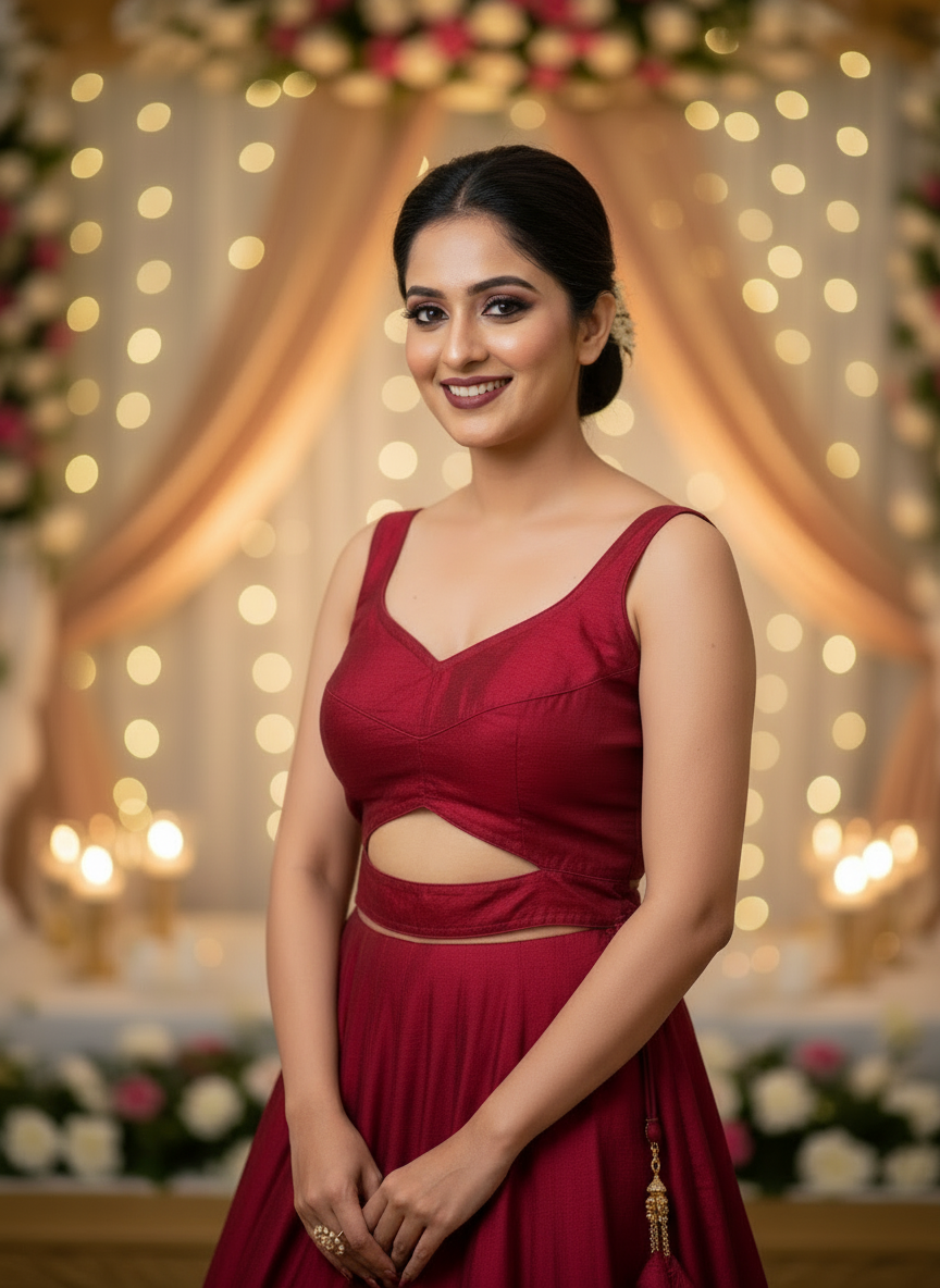 Peekaboo Sleeveless Blouse - Maroon