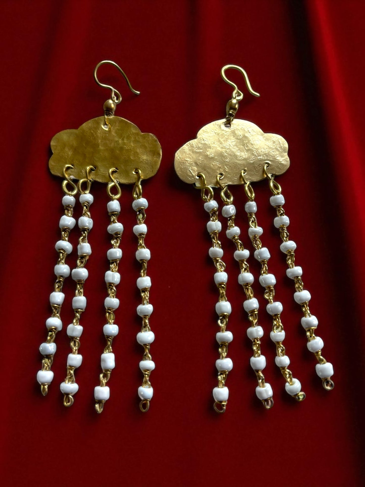 Rain Clouds Brass Dangler Earrings