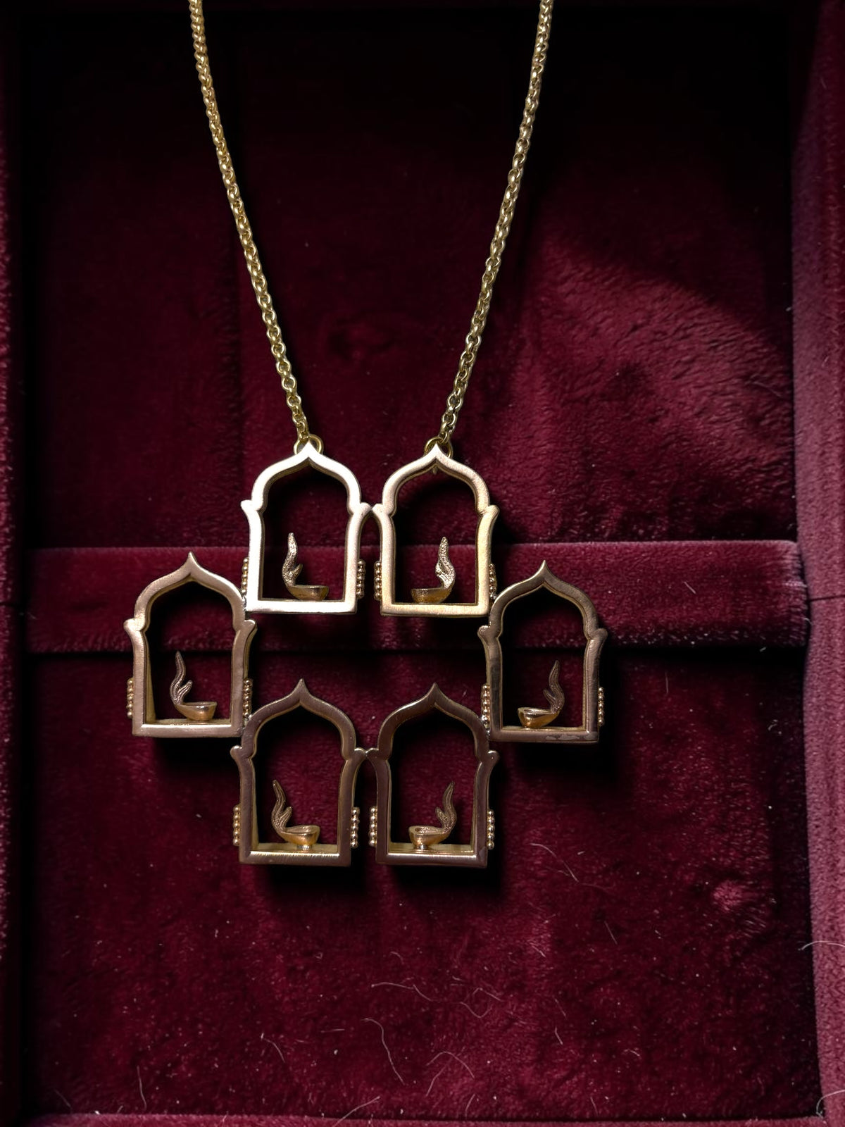 Deepavali Premium Sculptural Brass Necklace Jewelry Set (Necklace, Earrings)