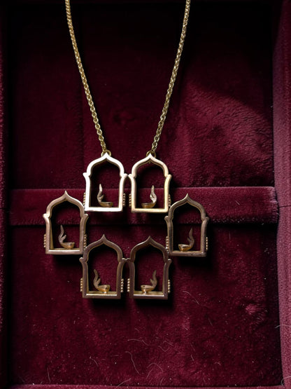 Deepavali Premium Sculptural Brass Necklace Jewelry Set (Necklace, Earrings)