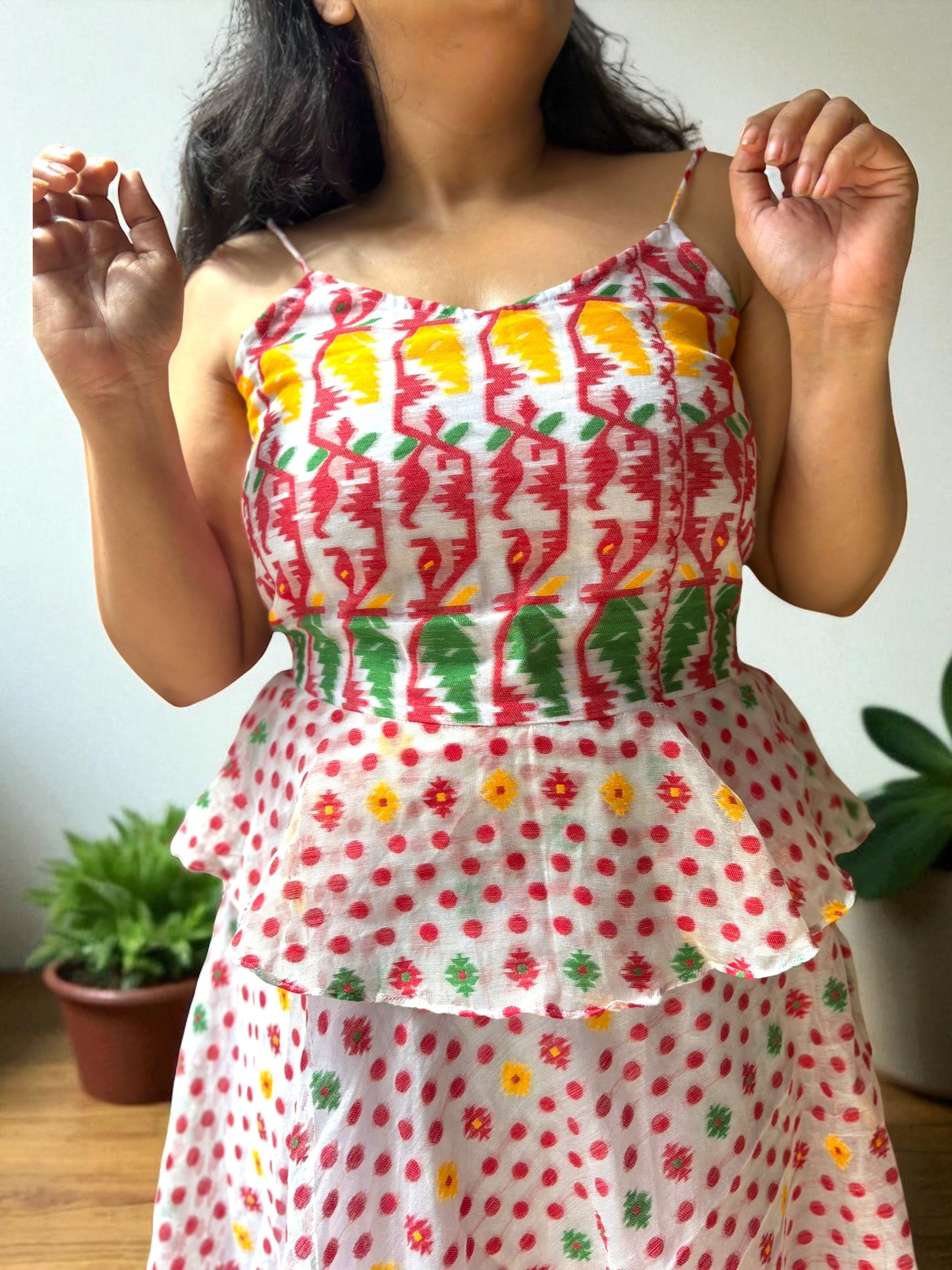 Jocelyn Jamdani Peplum Top & Skirt Coord Set