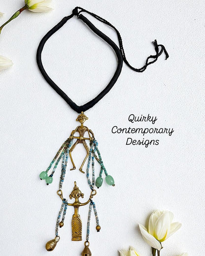 Dhamsa Dance Dokra Crystal Brass Necklace