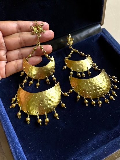 Dwitiya Chandni Moon Brass Statement Dangler Earrings