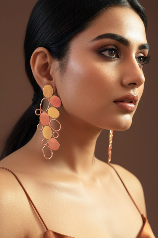 Abstract Circles Brass Dangler Earrings