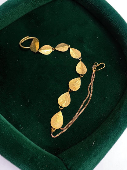 Queen Cleopatra Brass Dangler Earrings Jewelry Set (Earrings, Bracelet, Ring)