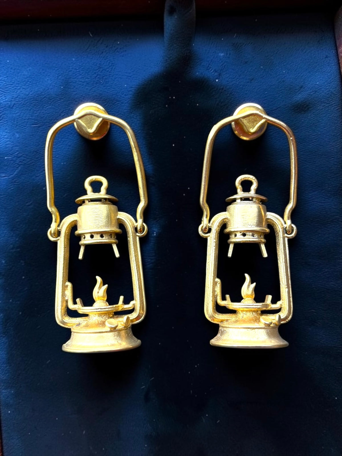 Lantern Premium Sculptural Brass Dangler Earrings