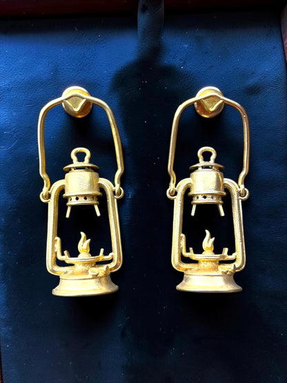 Lantern Premium Sculptural Brass Dangler Earrings