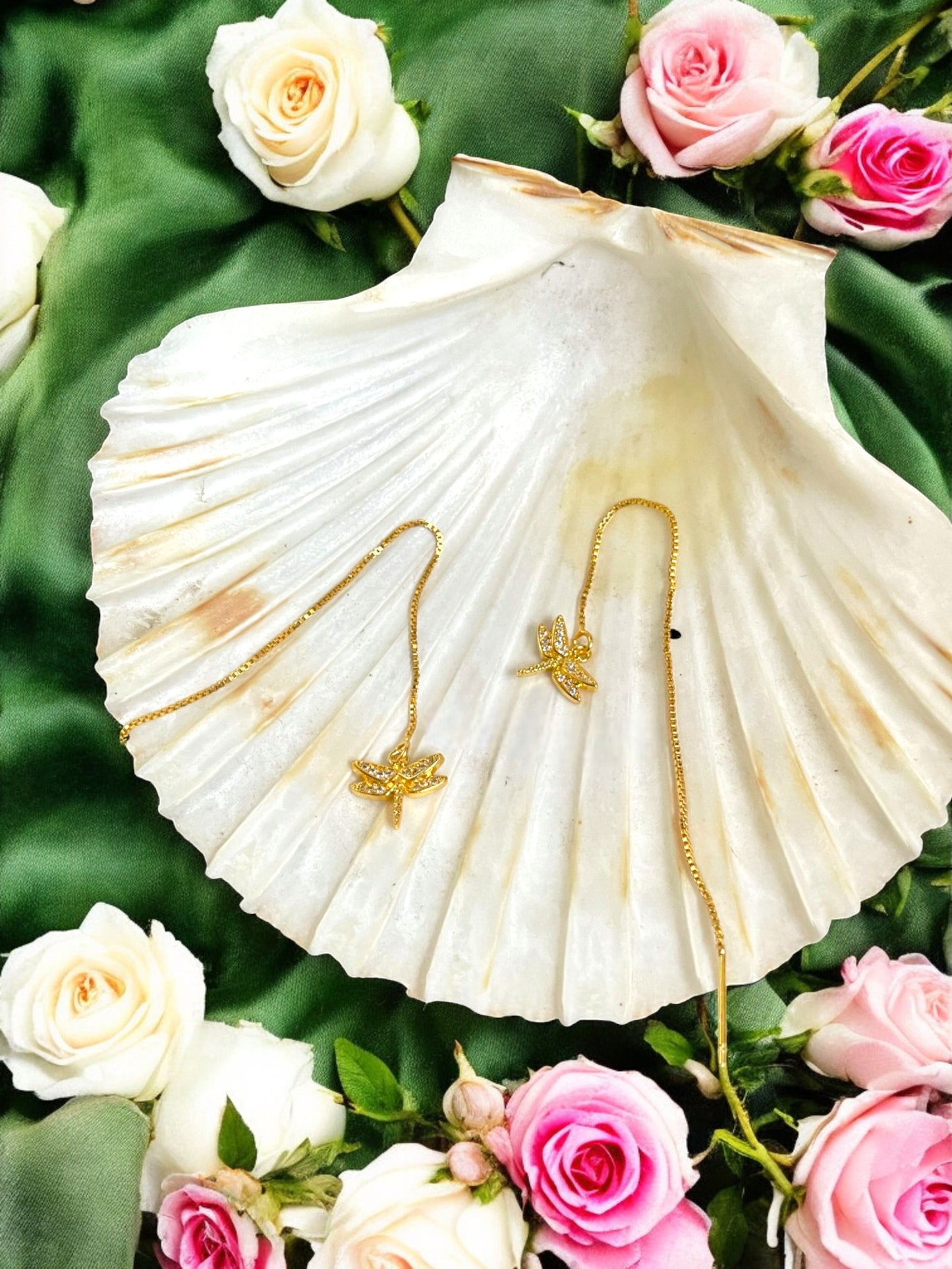 Dragonfly Needle AD Stone Earrings