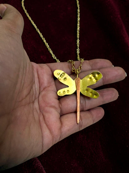Dragonfly Brass Pendant Chain Necklace