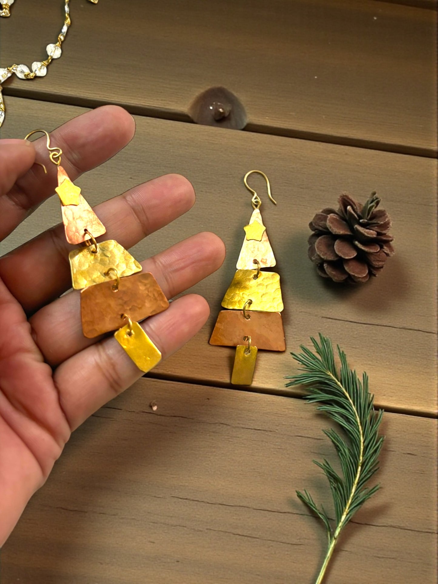 Winterfell Brass and Copper Dangler Earrings