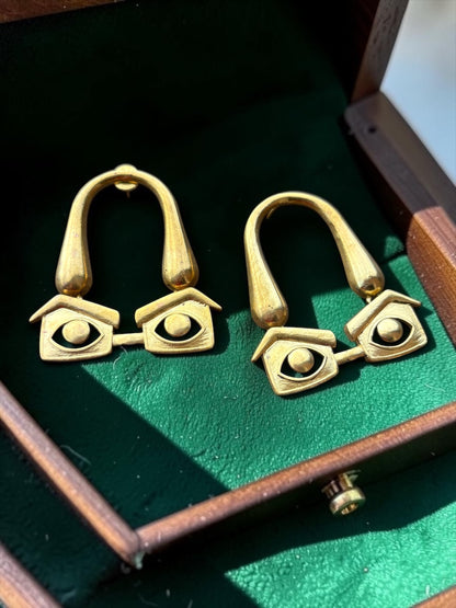 Nayan Tarse Premium Sculptural Brass Dangler Earrings