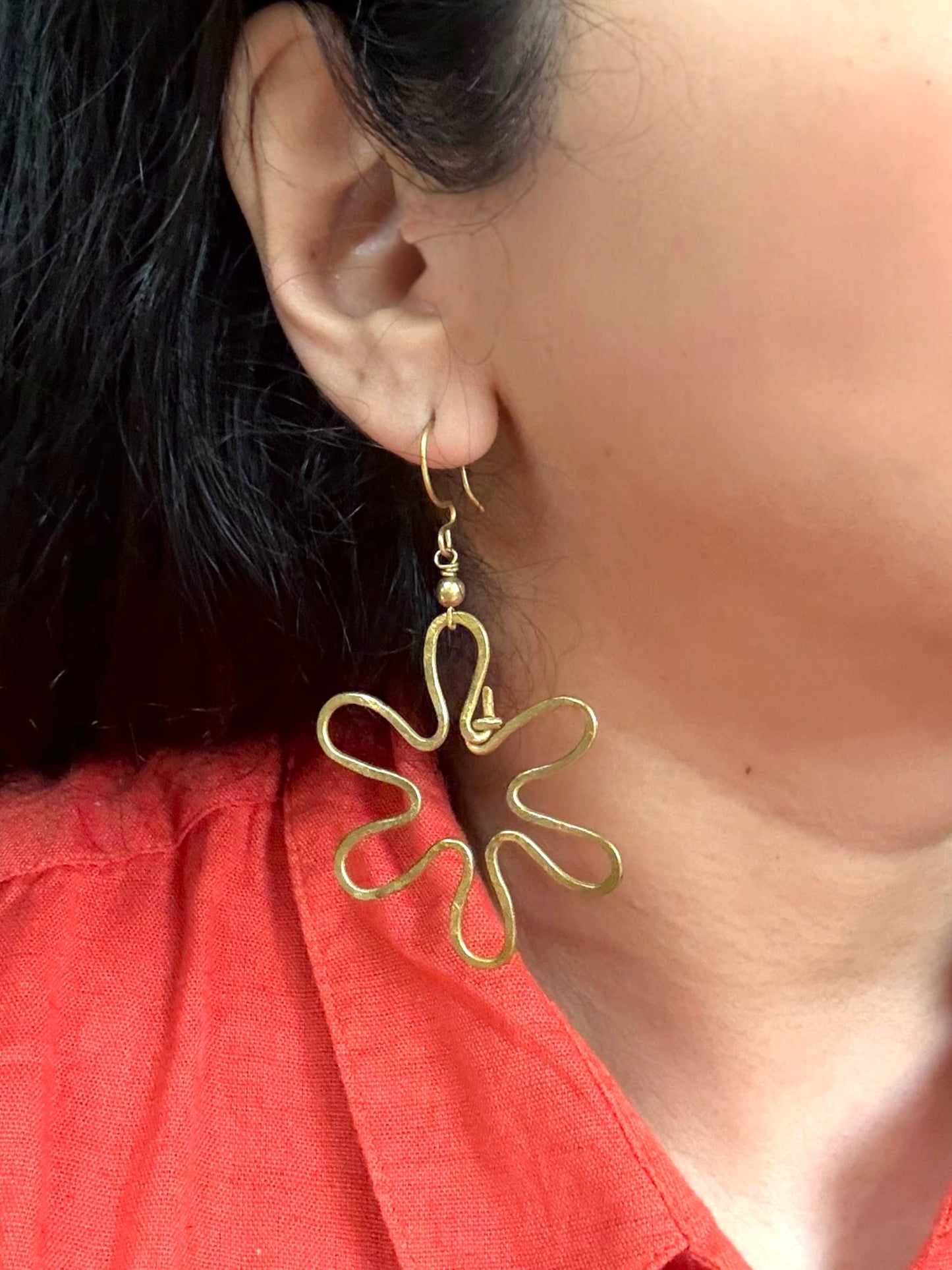 Amoeba Brass Dangler Earrings