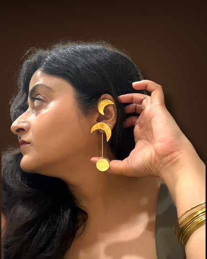 Moon No-Piercing Brass Earcuff Earrings