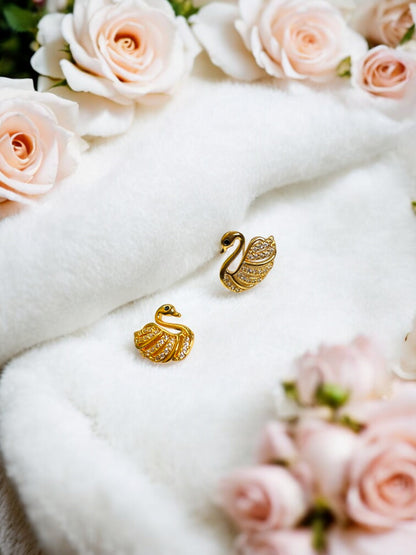 White Swan AD Stone Ear Studs