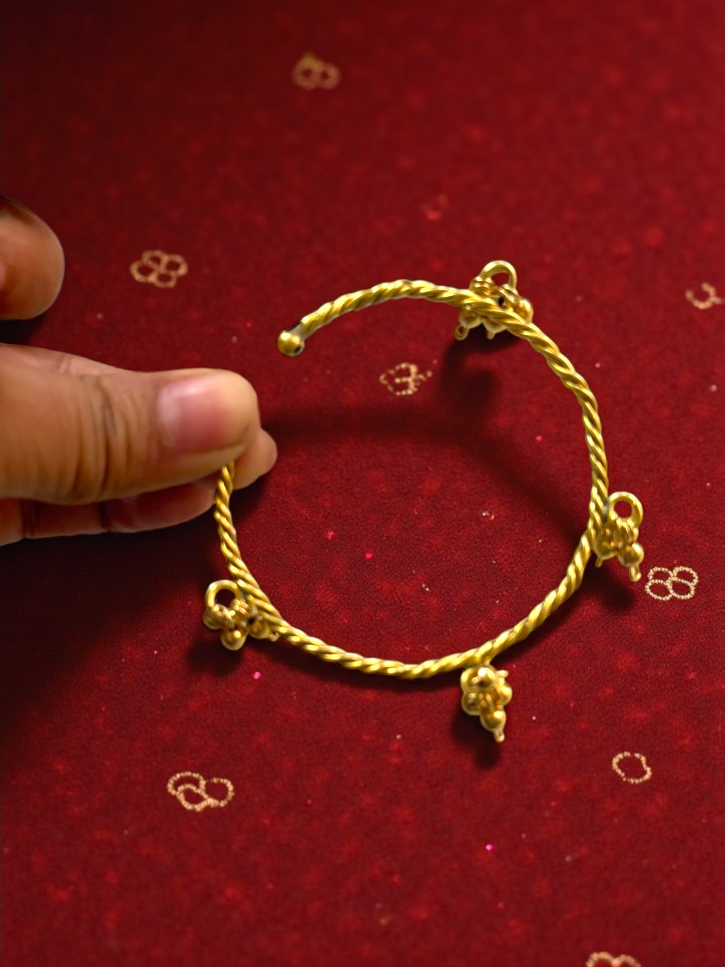 Minimalist Ghungru Beads Brass Bracelet