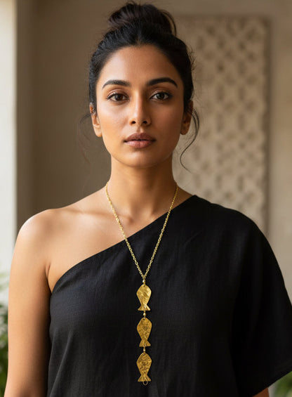 Meenakshi Brass Pendant Chain Necklace