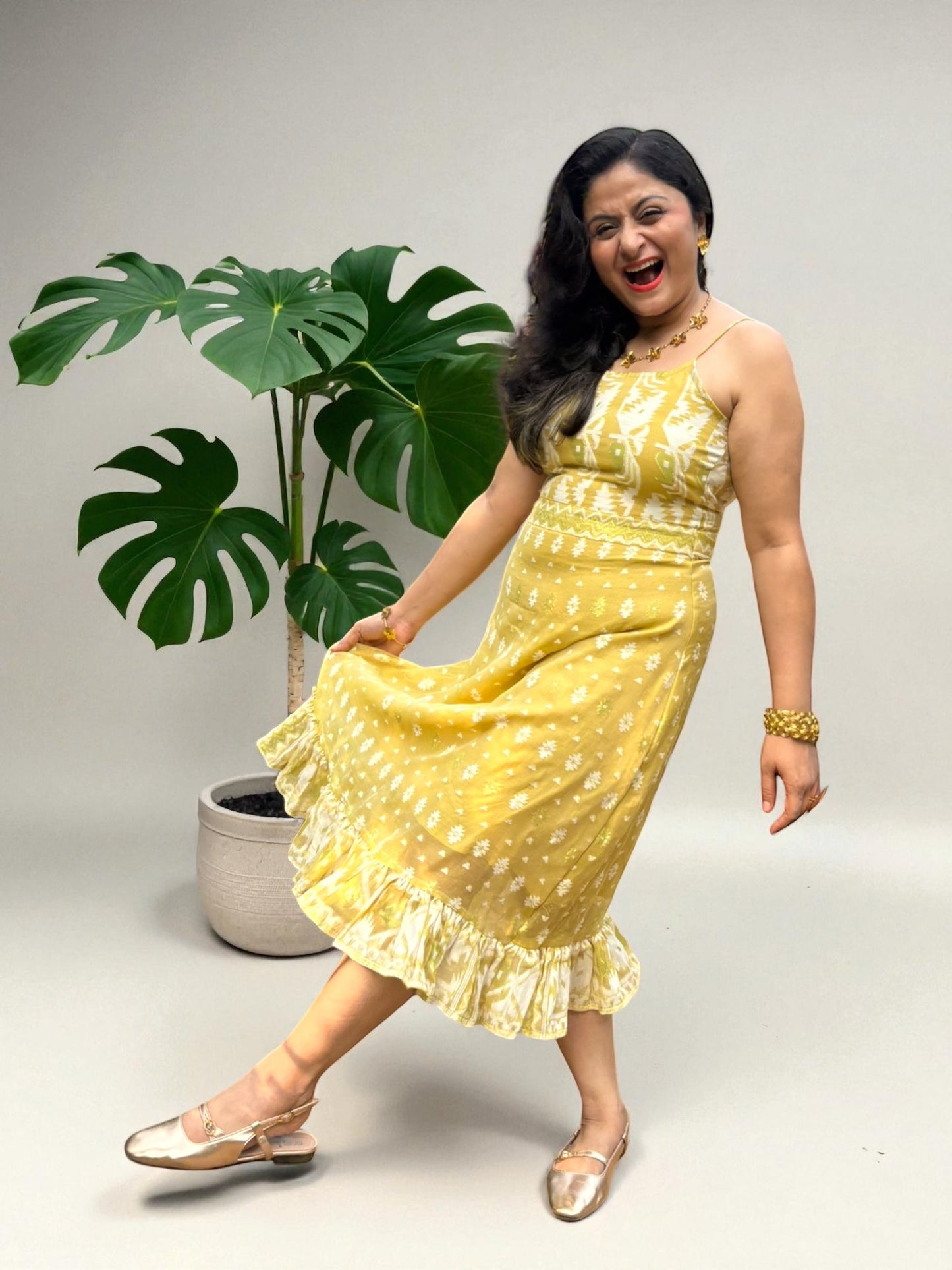 Mayabi Strappy Jamdani Cotton Dress