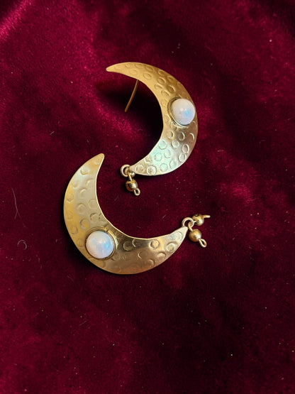 Tritiya Chandni Moon Pearl Brass Statement Necklace Set (Necklace + Earrings)