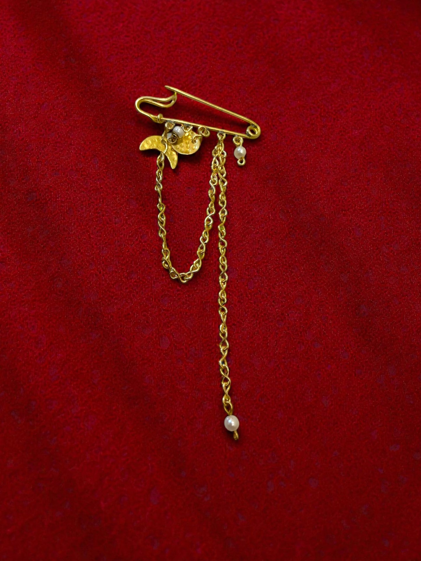 Moon and Chains Brass Brooch