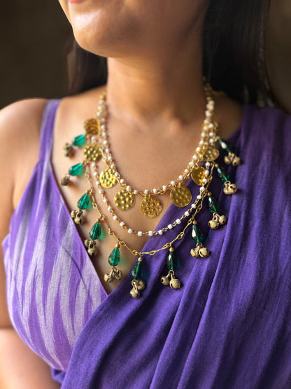 Thakurani Brass and Crystals Layered Statement Necklace