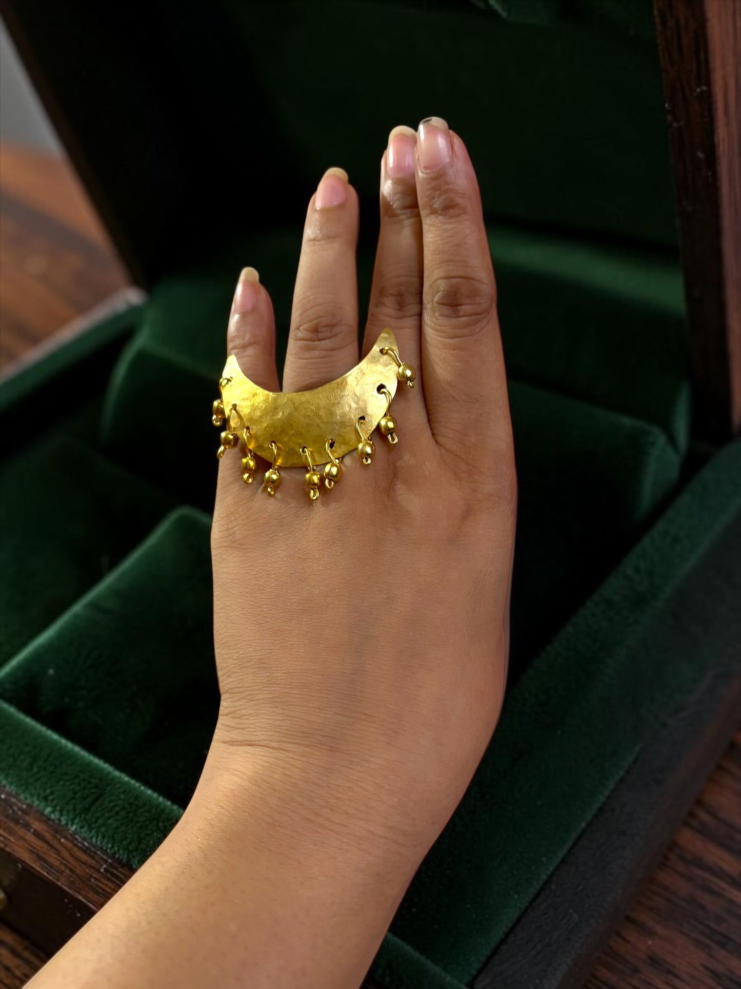 Prathama Chandni Moon Brass Statement Ring