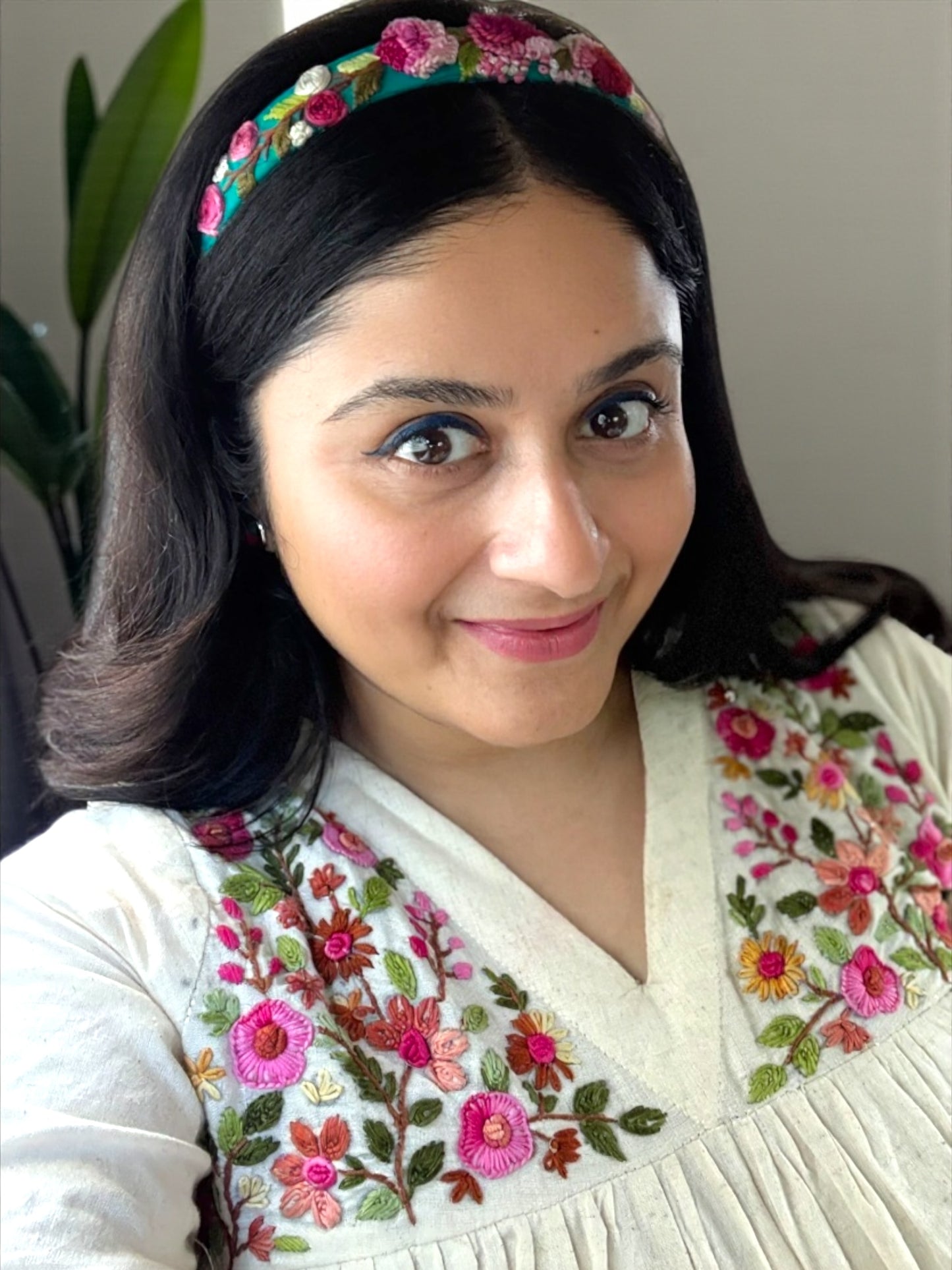 Disha Hand-Embroidered Cotton Midi Dress - Off White