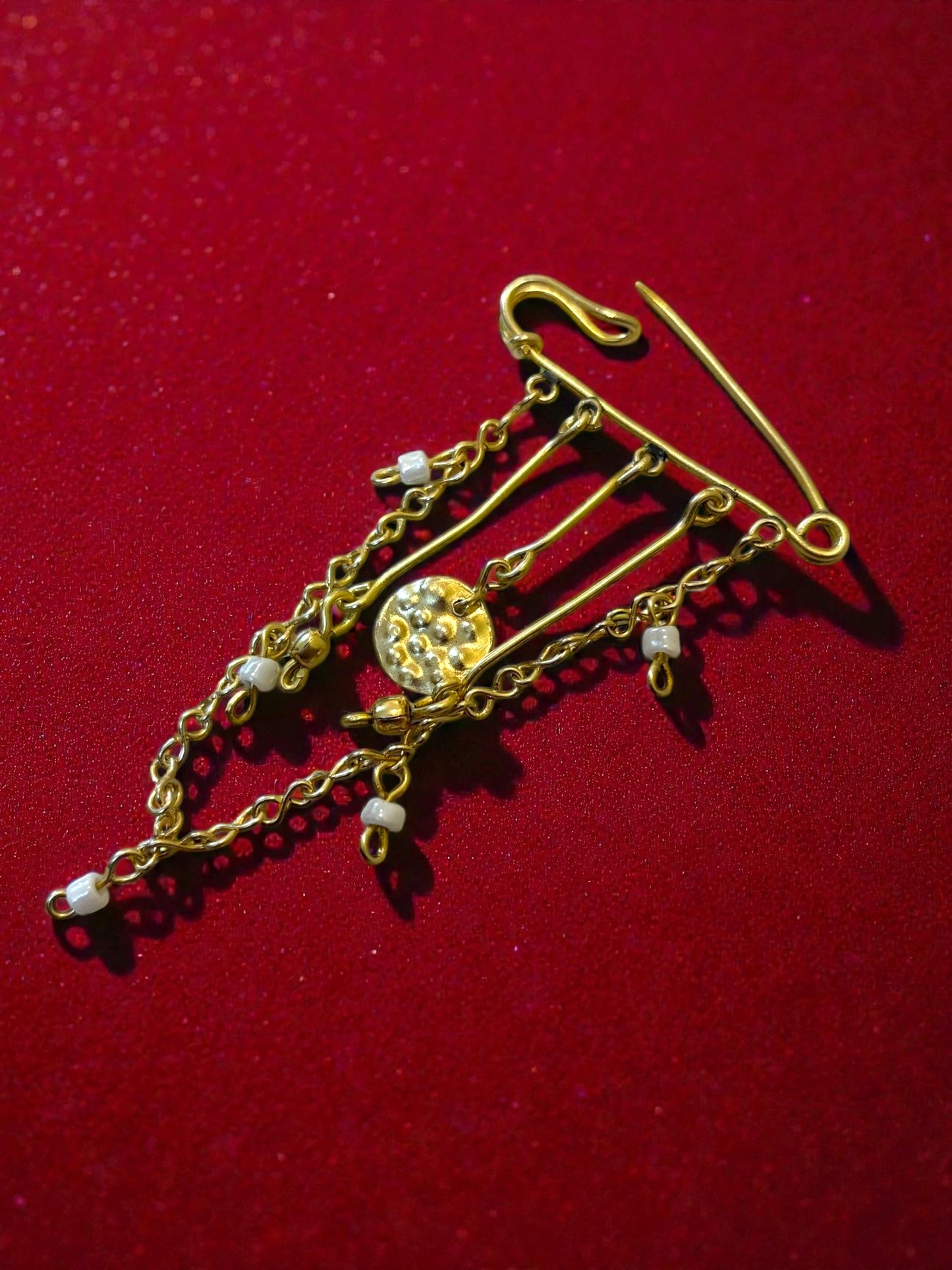 Coin and Chains Brass Brooch