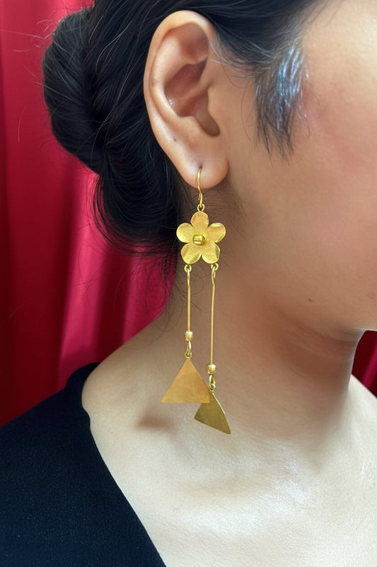 Flower Chandmala Brass Dangler Earrings