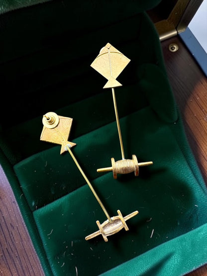 Kai Po Che Premium Sculptural Brass Dangler Earrings