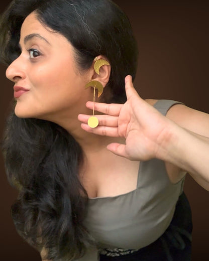 Moon No-Piercing Brass Earcuff Earrings