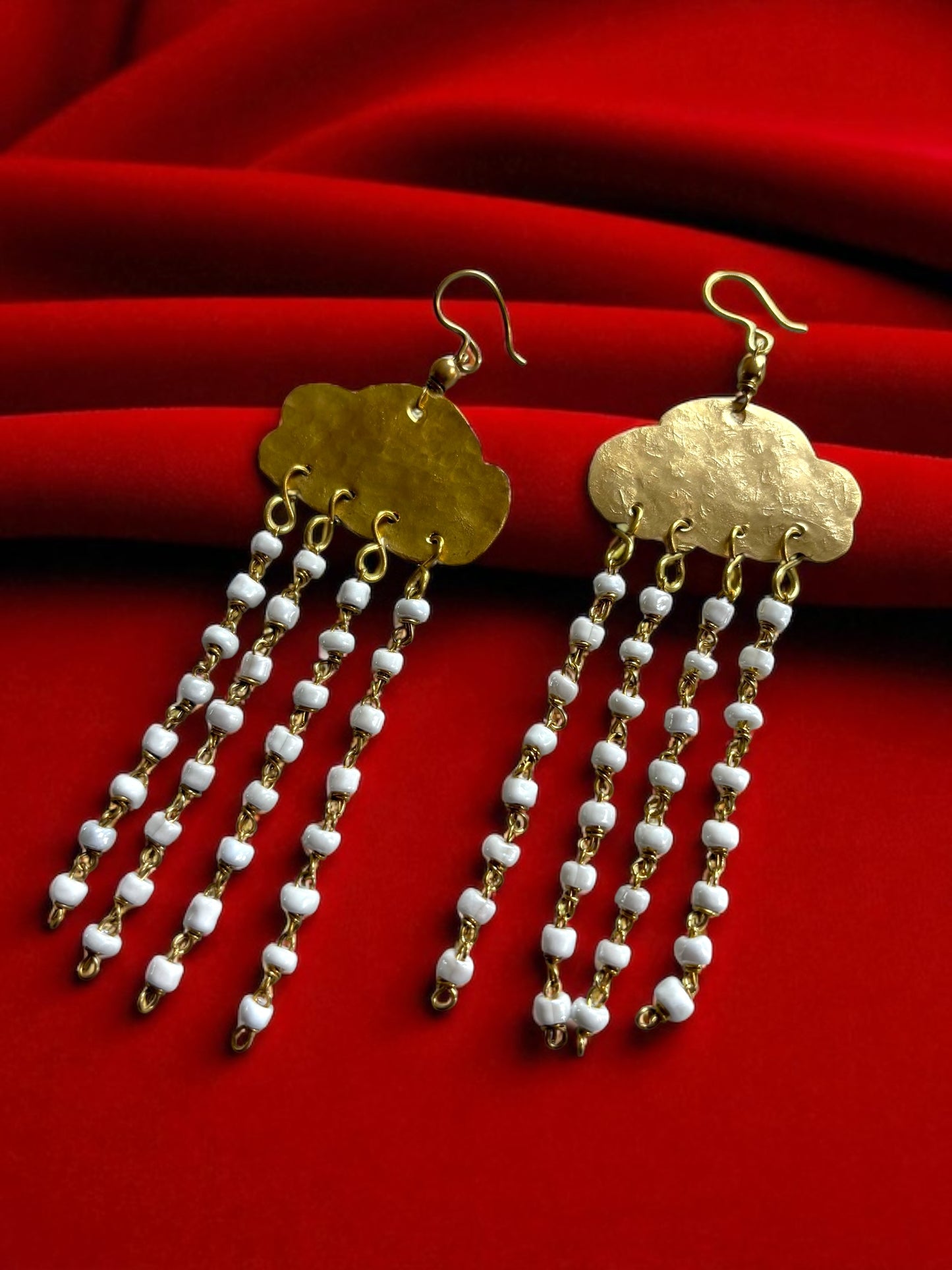 Rain Clouds Brass Dangler Earrings